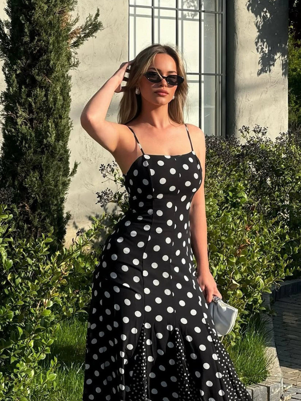 ZARA Sexy Summer Polka Dot Backless Spaghetti Strap Maxi Dress Beach Vacation